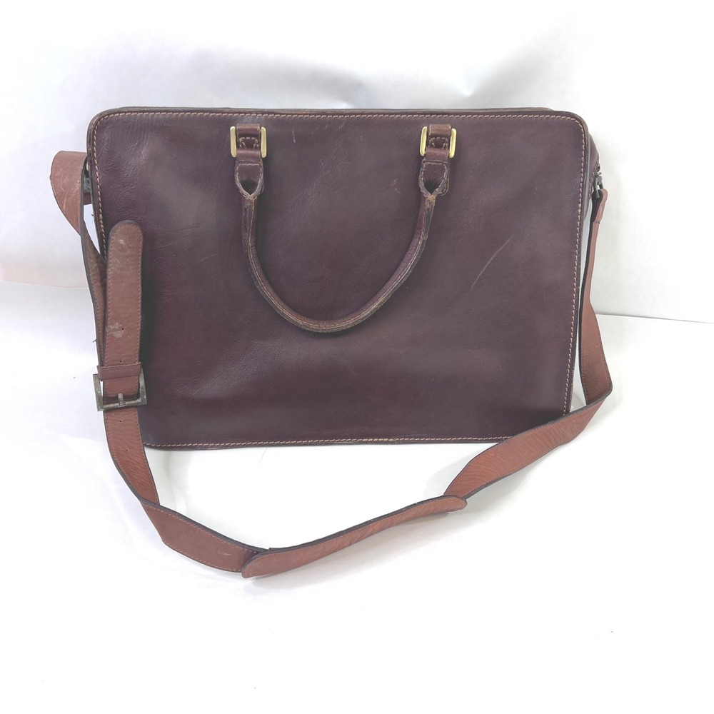 Wilsons Leather Pelle Studio Briefcase Brown Leather Messenger Bag Satchel